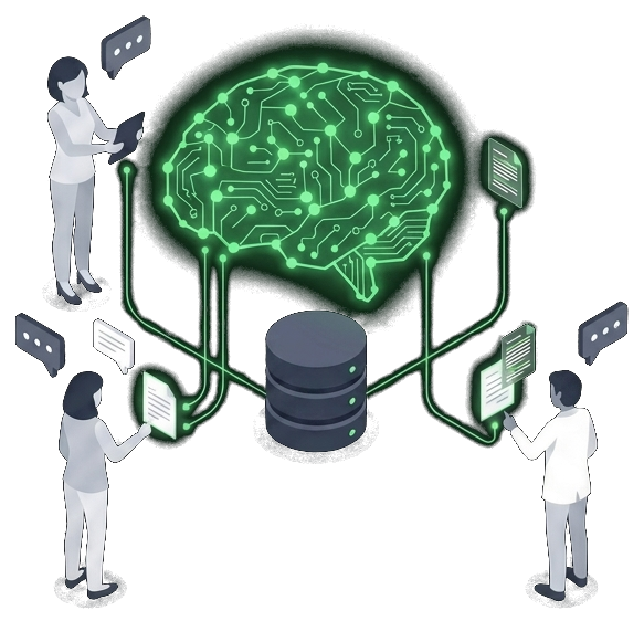 Company Brain: Markenwissen des Teams fließt in eine zentrale, lokale Wissensdatenbank