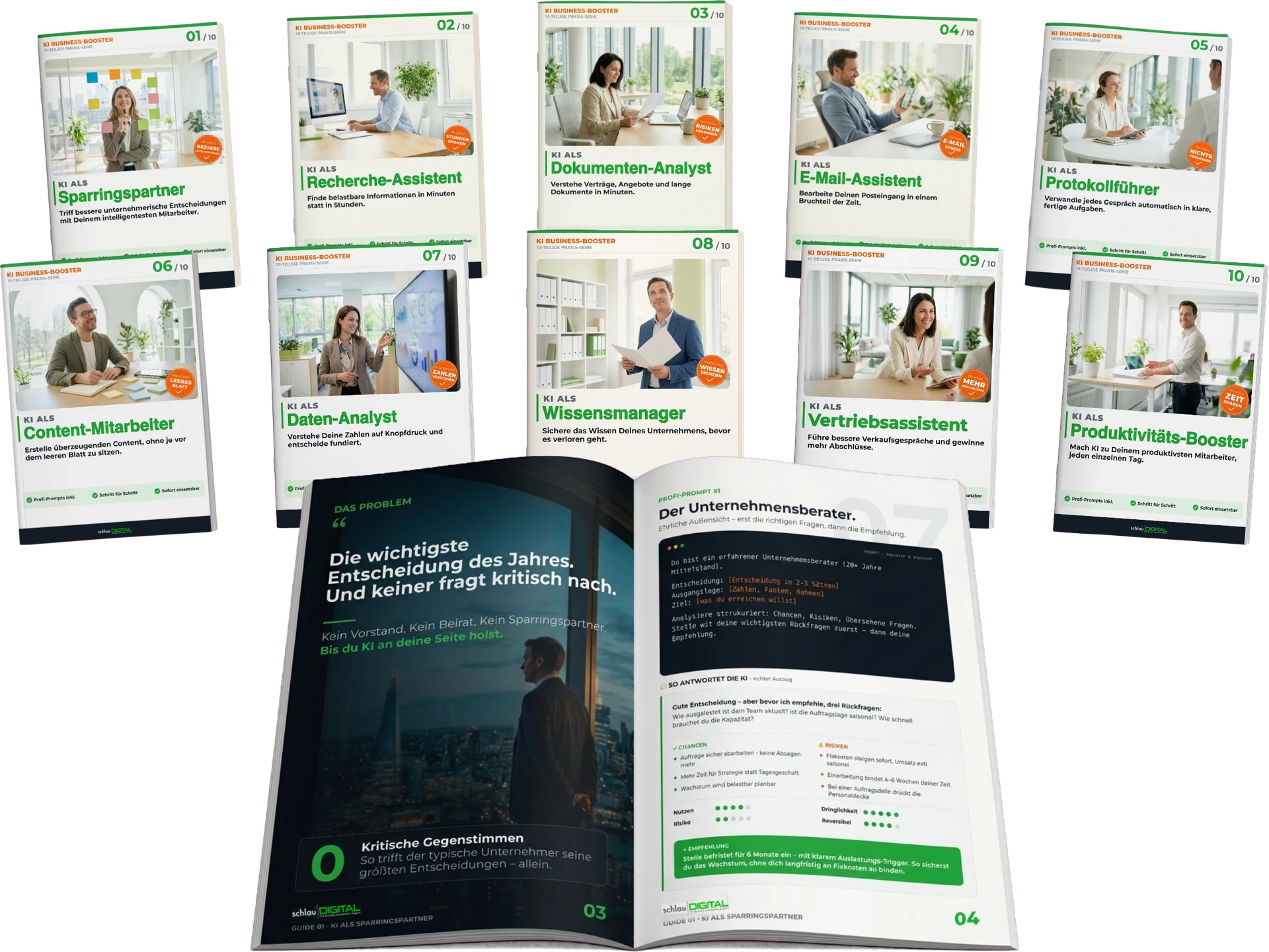KI BUSINESS-BOOSTER – 10-teilige Praxis-Serie, alle Guides im Überblick